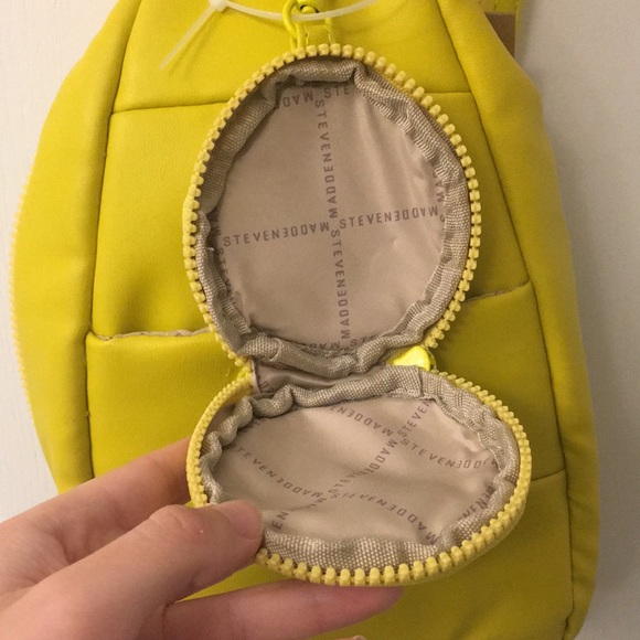 Steve Madden Yellow Puffy Leather Sling Backpack - Picture 12 of 17